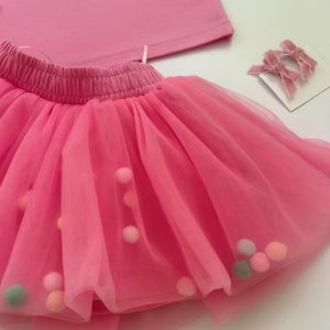 Set – vzdušná sukně s kuličkami a dlouhé tričko (longsleeve)